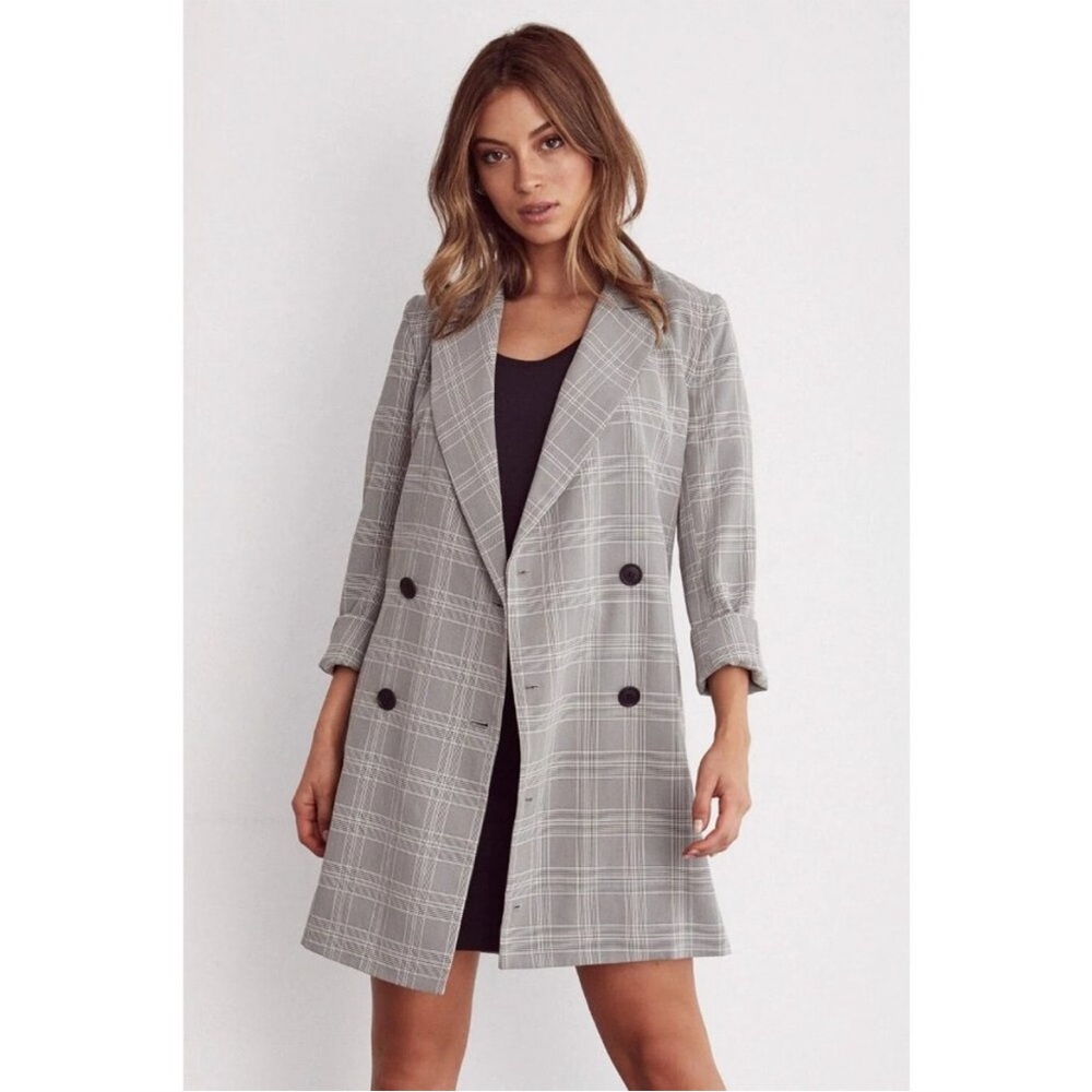 VETTA Gray Plaid Convertible Blazer Dress